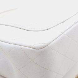 Pre Owned Chanel White Mini Rectangular Quilted Iridescent Lambskin Top Handle Flap