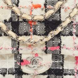 Pre Owned Chanel Classic Double Medium Multicolor Quilted Tweed Flap Bag