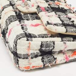 Pre Owned Chanel Classic Double Medium Multicolor Quilted Tweed Flap Bag