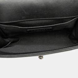 Pre Owned حقيبة شانيل بوي سوداء صغيرة رفرف جلد خروف مبطن