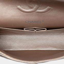 Pre Owned Chanel Gold Medium Classic Metallic Lambskin Double Flap