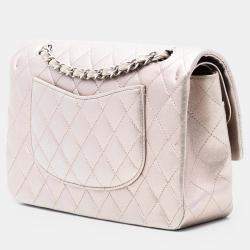 Pre Owned Chanel Gold Medium Classic Metallic Lambskin Double Flap