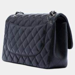 Pre Owned Chanel Black Jumbo Classic Lambskin Double Flap