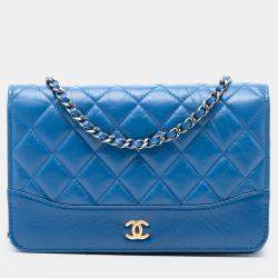Pre Owned Chanel Blue Quilted Aged Calfskin Gabrielle Wallet On Chain