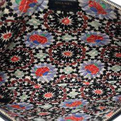 Pre Owned Chanel Blue Paris Dubai Large CC Quilted Lambskin O Case Clutch