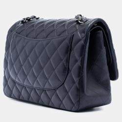 Pre Owned Chanel Black Jumbo Classic Lambskin Double Flap