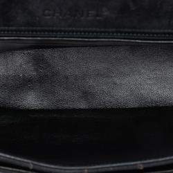 Pre Owned Chanel Black CC Choco Bar Suede Stitched Chain Flap