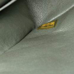 Pre Owned Chanel Green Medium Classic Metallic Lambskin Double Flap