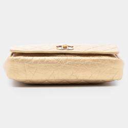 Pre Owned حقيبة شانيل فلاب بونديشيري جلد العجل المتوسطة المبطنة ذهبية اللون