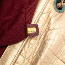 Pre Owned حقيبة شانيل فلاب بونديشيري جلد العجل المتوسطة المبطنة ذهبية اللون