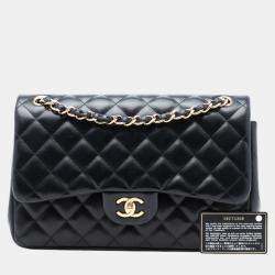Pre Owned Chanel Black Jumbo Classic Lambskin Double Flap