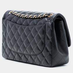 Pre Owned Chanel Black Jumbo Classic Lambskin Double Flap
