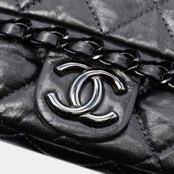 Pre Owned Chanel Grey Small Quilted Metallic Aged Calfskin Chain Me Flap