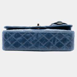 Pre Owned حقيبة شانيل كلاسيك متوسط جلد العجل الممزوج كامليا مزدوجة الغطاء