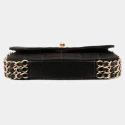 مملوكة مسبقًا Chanel Black Mini Chocolate Bar Satin Triple Chain Single Flap