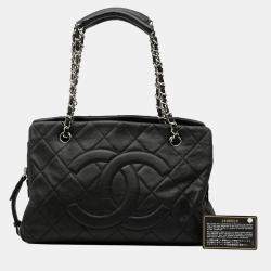 Pre Owned حقيبة يد شانيل سوفت سي سي جلد كافيار مبطن أسود