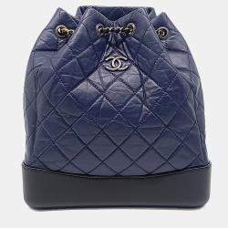 مملوكة مسبقًا Chanel Navy Blue Leather Gabrielle Backpack Medium