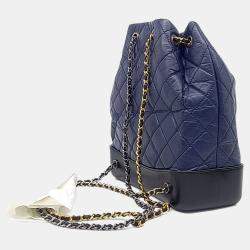 Pre Owned Chanel Navy Blue Leather Gabrielle Backpack Medium