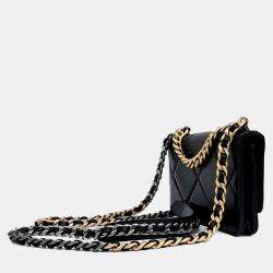 Pre Owned Chanel Black Leather Lambskin WOC 19 Mini Crossbody Bag