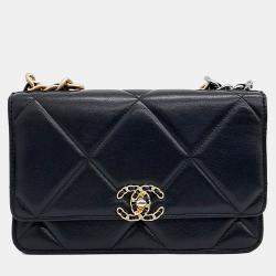 Pre Owned Chanel Black Leather Lambskin WOC 19 Mini Crossbody Bag