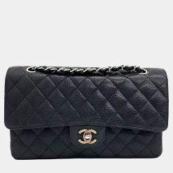 مملوكة مسبقًا Chanel Black Leather Caviar Classic Medium