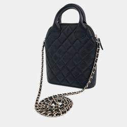 Pre Owned حقيبة شانيال سلسلة كروس بودي بجلد العجل الأسود مع يد علوية