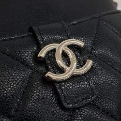 Pre Owned حقيبة شانيال سلسلة كروس بودي بجلد العجل الأسود مع يد علوية