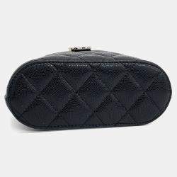 Pre Owned حقيبة شانيال سلسلة كروس بودي بجلد العجل الأسود مع يد علوية