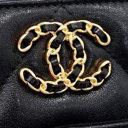 Pre Owned Chanel Black Leather 19 Clutch New Medium