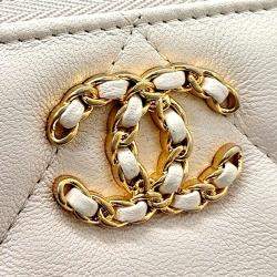 Pre Owned Chanel Cream Leather 19 Clutch New Medium