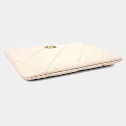 Pre Owned Chanel Cream Leather 19 Clutch New Medium