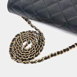 Pre Owned Chanel Black Leather Caviar WOC Mini Crossbody Bag