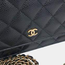 Pre Owned Chanel Black Leather Caviar WOC Mini Crossbody Bag