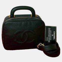 Pre Owned Chanel Black CC Caviar Vanity Case