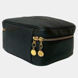 Pre Owned Chanel Black CC Caviar Vanity Case
