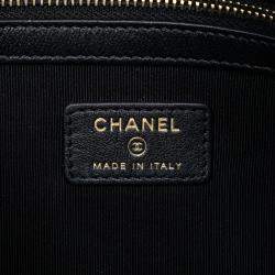 Pre Owned Chanel Black Medium Croc Embossed Calfskin Mademoiselle Gabrielle Signature Pouch