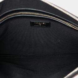 Pre Owned Chanel Black Medium Croc Embossed Calfskin Mademoiselle Gabrielle Signature Pouch