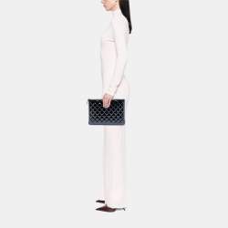 Pre Owned حقيبة كلتش شانيل متوسطة سوداء مبطنة لامع علبه