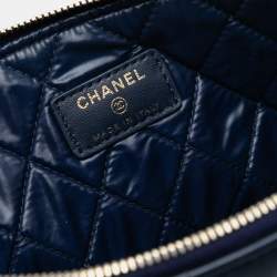 Pre Owned Chanel Blue Large Quilted Lambskin Casino Charms O Case Clutch