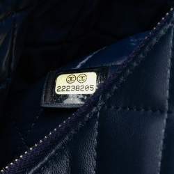 Pre Owned Chanel Blue Large Quilted Lambskin Casino Charms O Case Clutch