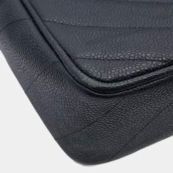 Pre Owned Chanel Chevron Flap Black Caviar Leather Shoulder Bag