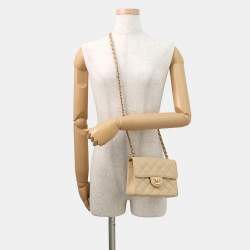 مملوكة مسبقًا Chanel Matelasse Mini Beige Caviar Leather Chain Shoulder Bag
