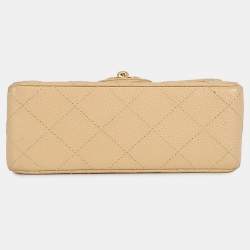 مملوكة مسبقًا Chanel Matelasse Mini Beige Caviar Leather Chain Shoulder Bag