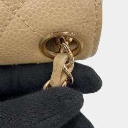 مملوكة مسبقًا Chanel Matelasse Mini Beige Caviar Leather Chain Shoulder Bag