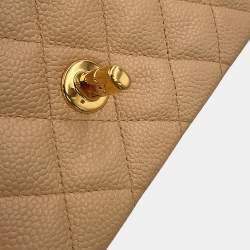 Pre Owned حقيبة شانيل رفرف مزدوج سلسلة كتف جلد كافيار بيج حجم 25