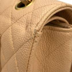 Pre Owned حقيبة شانيل رفرف مزدوج سلسلة كتف جلد كافيار بيج حجم 25