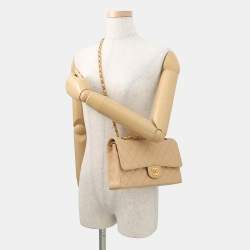 Pre Owned حقيبة شانيل رفرف مزدوج سلسلة كتف جلد كافيار بيج حجم 25