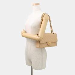 Pre Owned حقيبة شانيل رفرف مزدوج سلسلة كتف جلد كافيار بيج حجم 25