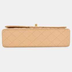 Pre Owned حقيبة شانيل رفرف مزدوج سلسلة كتف جلد كافيار بيج حجم 25