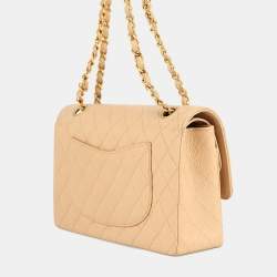 Pre Owned حقيبة شانيل رفرف مزدوج سلسلة كتف جلد كافيار بيج حجم 25